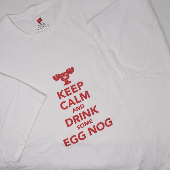 Keep Calm and Drink Some Egg Nog T Shirt Men 4XL Moose Head Christmas Holiday - Picture 3 of 8